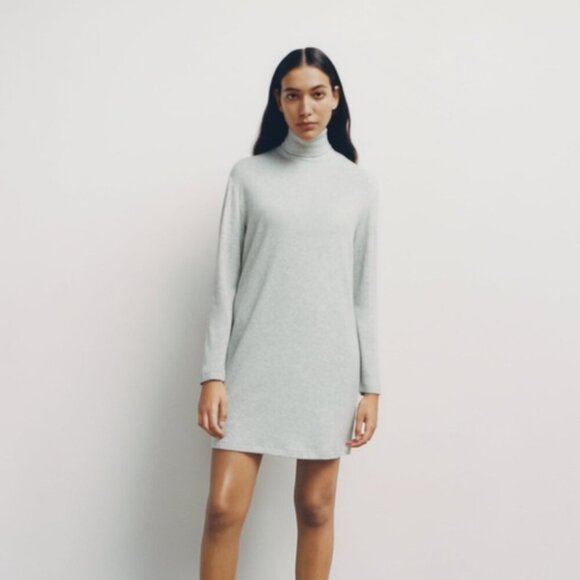 NWT ZARA Women's Gray Mini Winter Short Shift Cute Turtleneck Dress‎ Medium M - Picture 1 of 6
